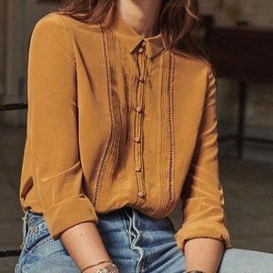 Sezane Brown Silk "Joda" Shirt (Euro 40 / US L)